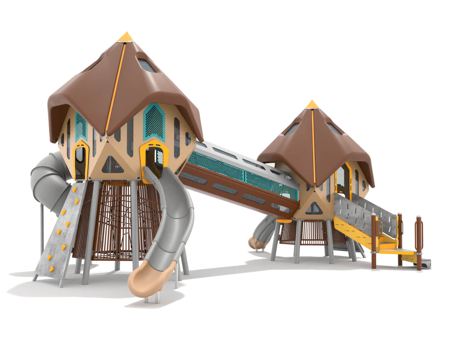 Schwinger für Kleinkinder mit Metallgestell und grünen Verbindungen auf weißem Hintergrund.