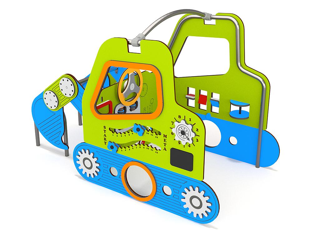 Schwinger für Kleinkinder mit Metallgestell und grünen Verbindungen auf weißem Hintergrund.