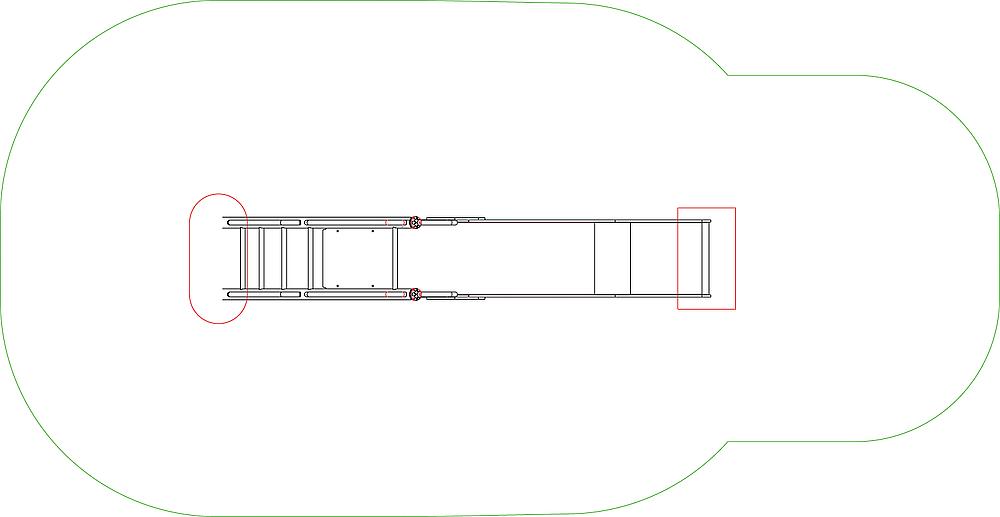 Ladder inside rounded room outline – top-down schematic view with red highlights.