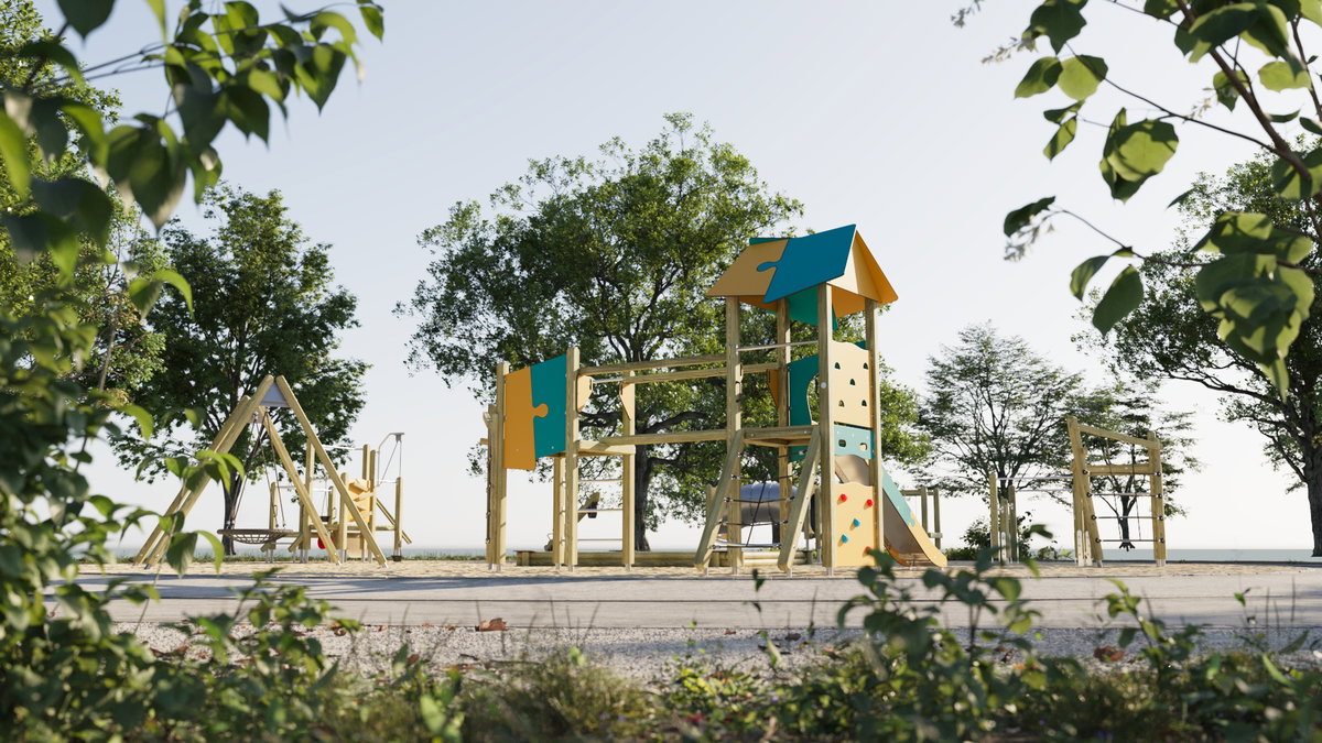 Spielgeräte auf einem öffentlichen Spielplatz