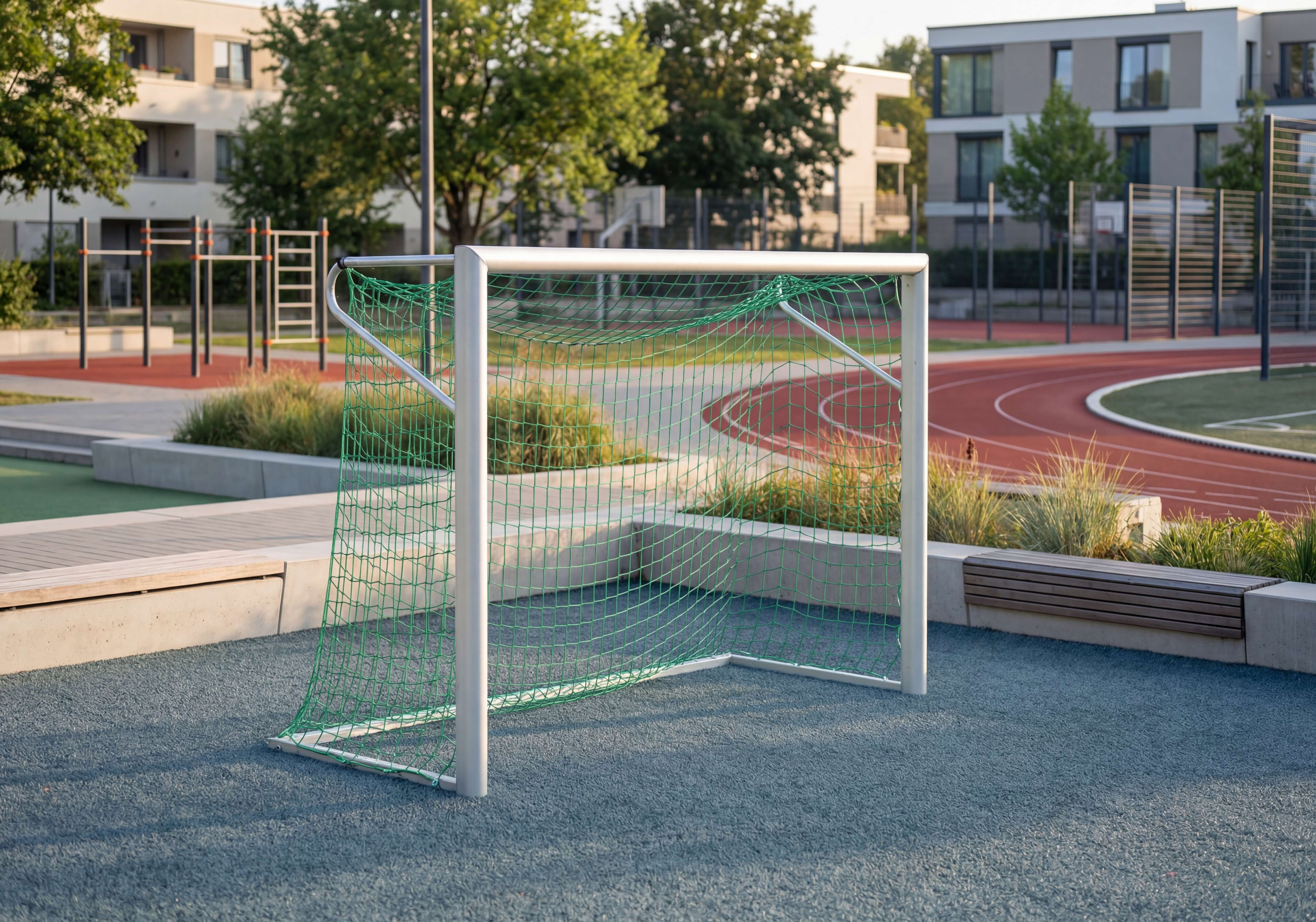 Kleinfeldtor mit Netz und Bodenhülsen