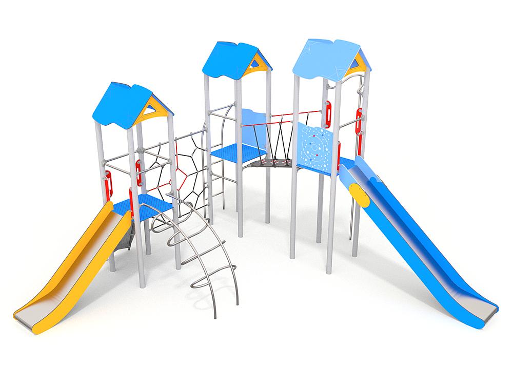Schwinger für Kleinkinder mit Metallgestell und grünen Verbindungen auf weißem Hintergrund.