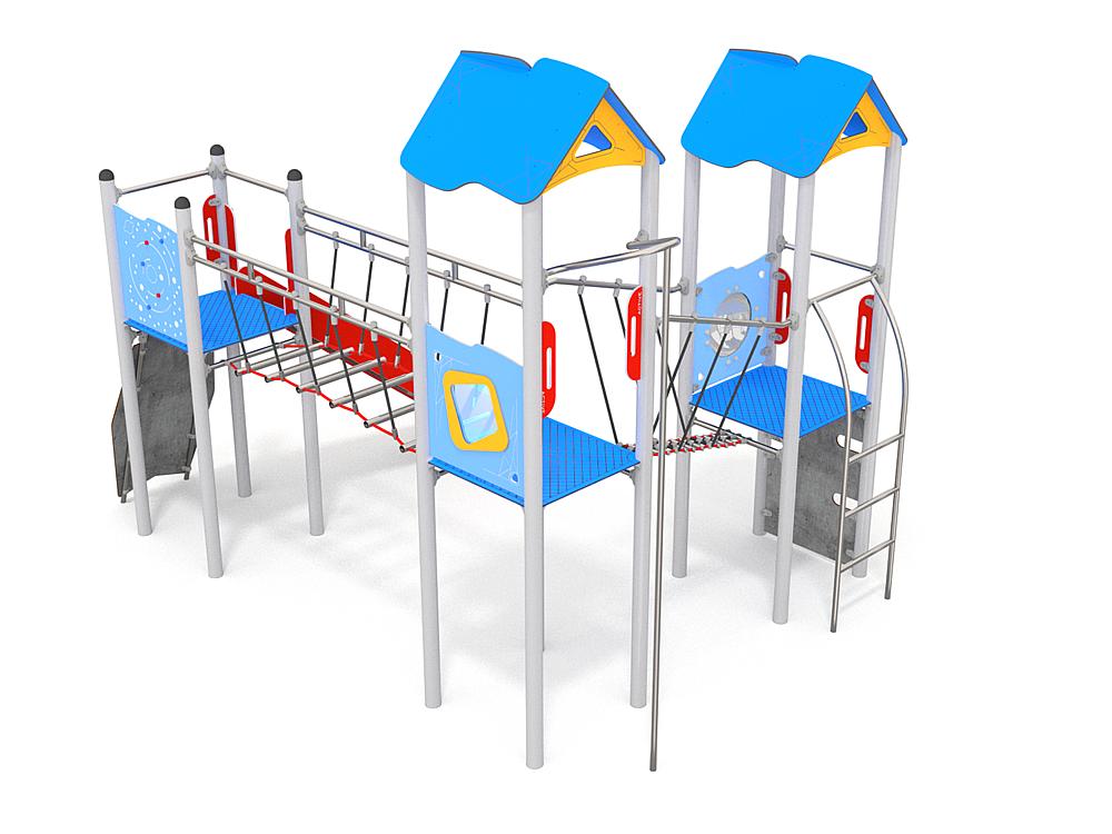 Schwinger für Kleinkinder mit Metallgestell und grünen Verbindungen auf weißem Hintergrund.