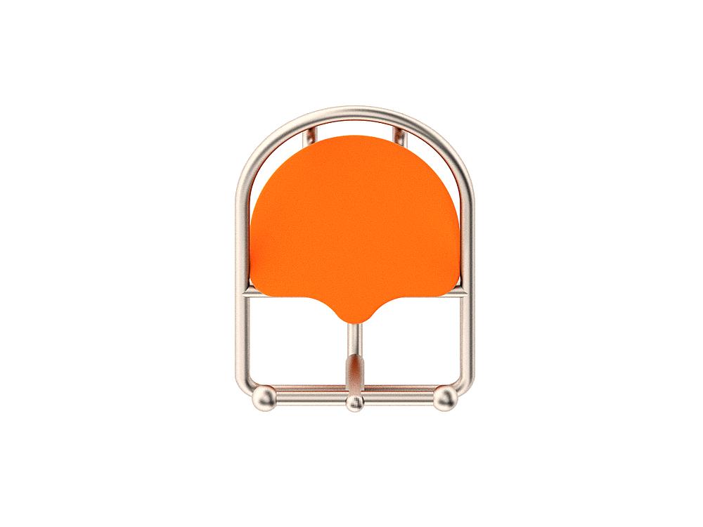 Schwinger für Kleinkinder mit Metallgestell und grünen Verbindungen auf weißem Hintergrund.
