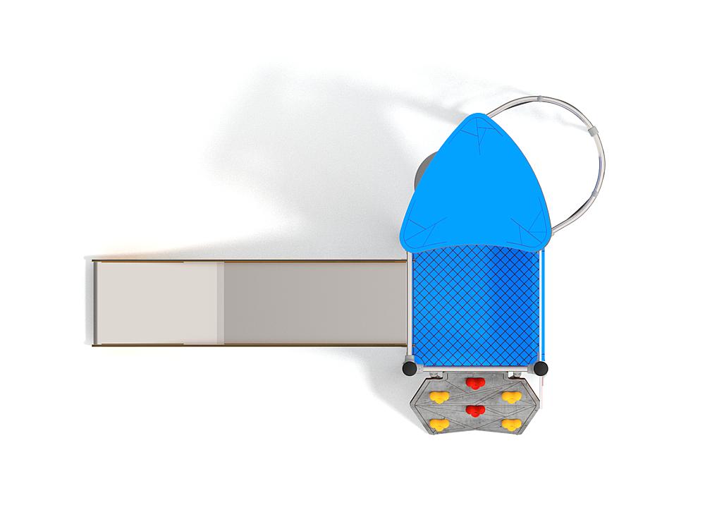 Schwinger für Kleinkinder mit Metallgestell und grünen Verbindungen auf weißem Hintergrund.