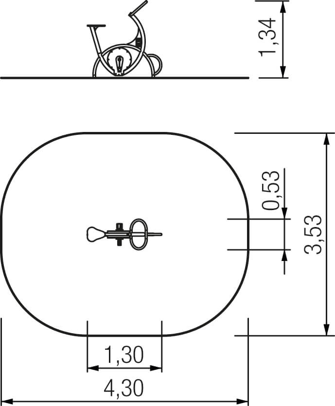 Technische Zeichnung eines runden Bauteils mit Maßen: 1,33 x 0,38 x 0,45 cm.