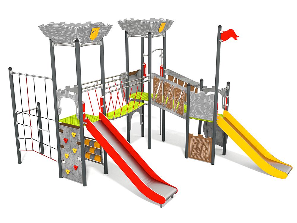 Schwinger für Kleinkinder mit Metallgestell und grünen Verbindungen auf weißem Hintergrund.