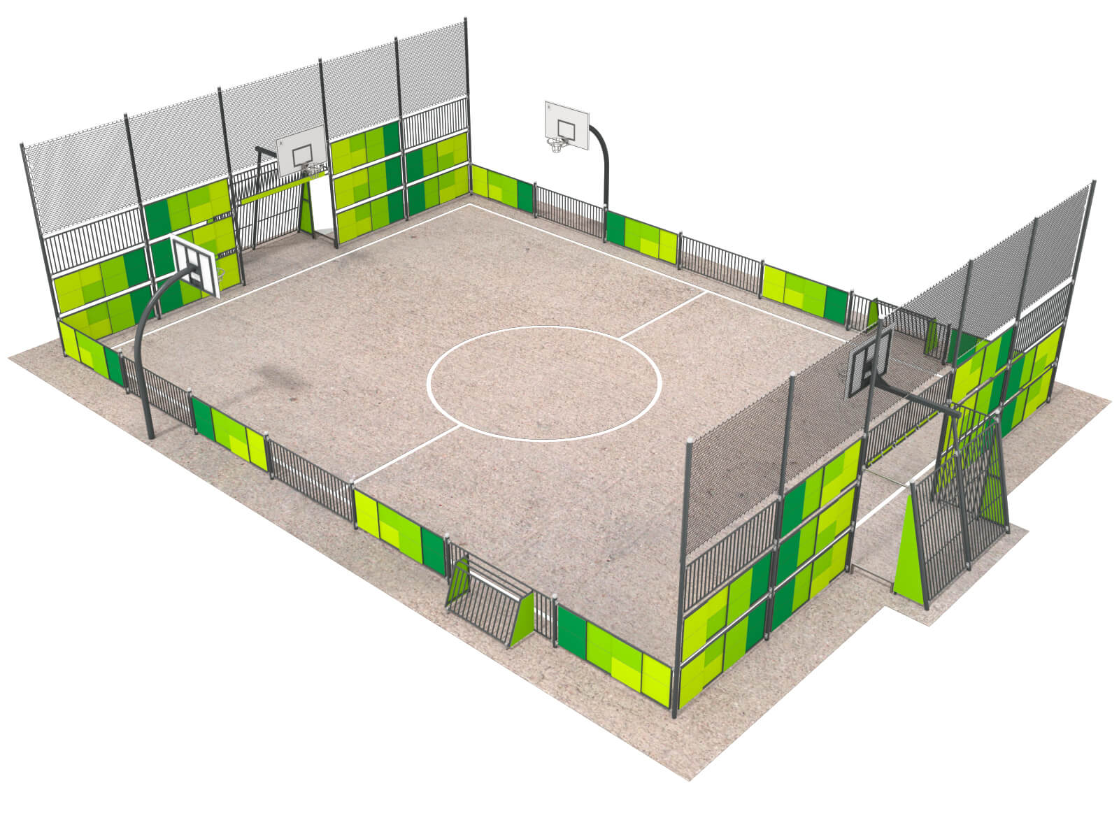 Schwinger für Kleinkinder mit Metallgestell und grünen Verbindungen auf weißem Hintergrund.