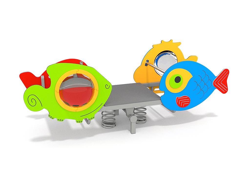 Schwinger für Kleinkinder mit Metallgestell und grünen Verbindungen auf weißem Hintergrund.