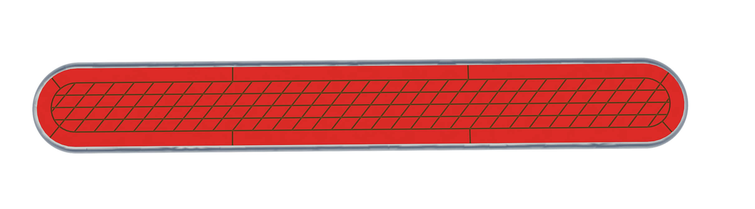 Roter Laufsteg mit Gittermuster und silbernen Kanten – ideal für Veranstaltungen oder Ausstellungen.