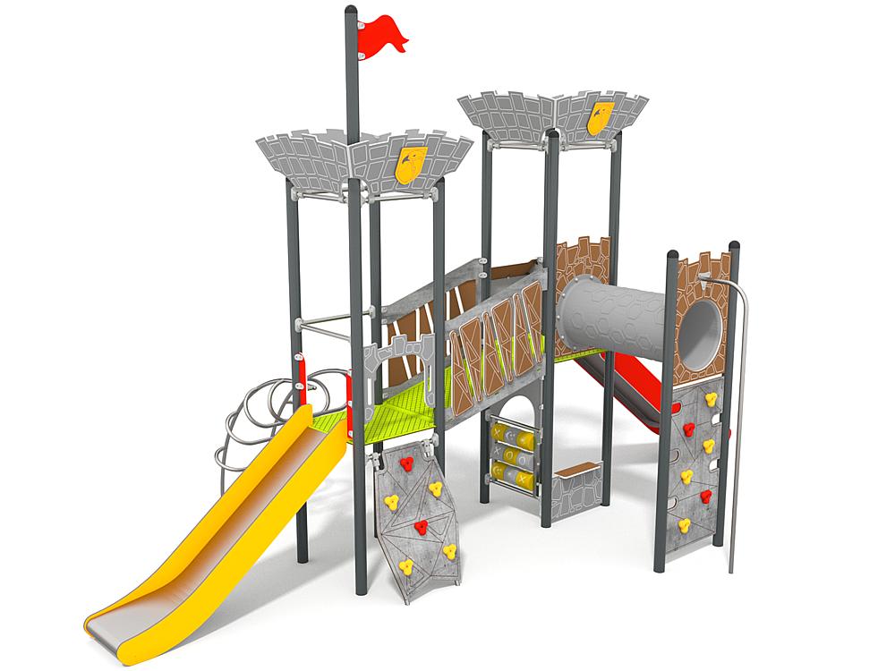 Schwinger für Kleinkinder mit Metallgestell und grünen Verbindungen auf weißem Hintergrund.