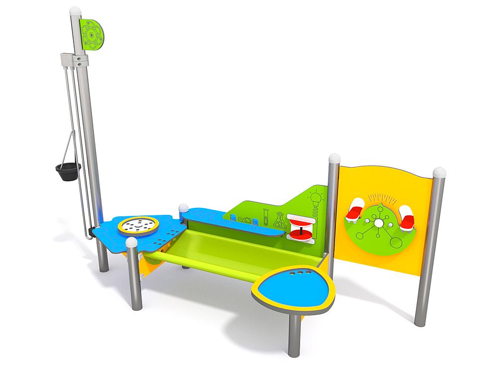 Schwinger für Kleinkinder mit Metallgestell und grünen Verbindungen auf weißem Hintergrund.