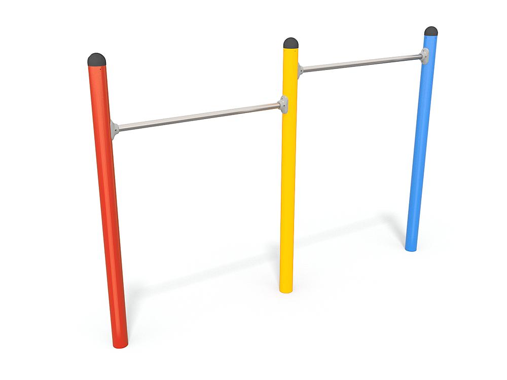 Schwinger für Kleinkinder mit Metallgestell und grünen Verbindungen auf weißem Hintergrund.