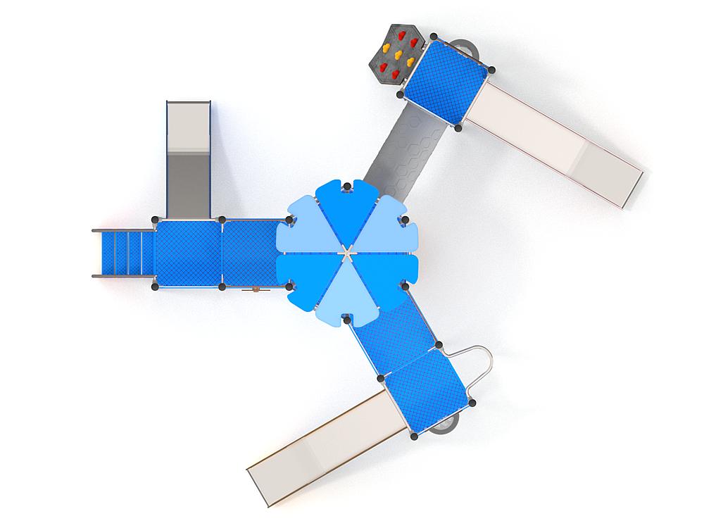 Schwinger für Kleinkinder mit Metallgestell und grünen Verbindungen auf weißem Hintergrund.