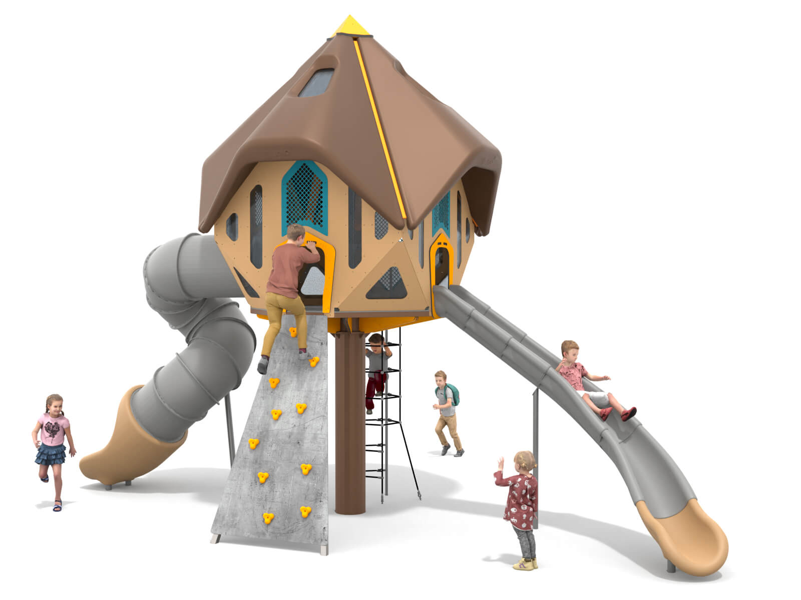Schwinger für Kleinkinder mit Metallgestell und grünen Verbindungen auf weißem Hintergrund.