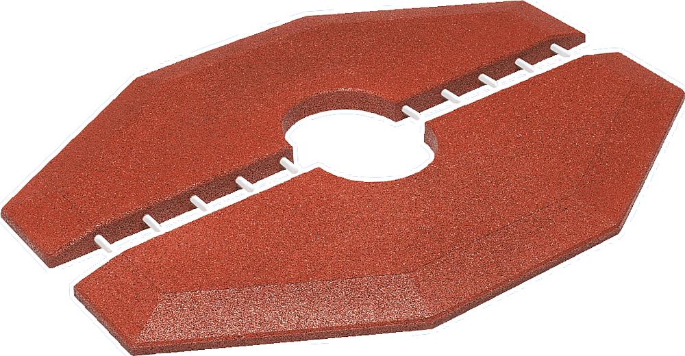 Roter Weihnachtsbaumständer mit weißen Haken für Dekoration und stabilem Stand – ideal für den Wohnbereich.

(Translation: Red Christmas tree stand with white hooks for decoration and stable base — perfect for living areas.)