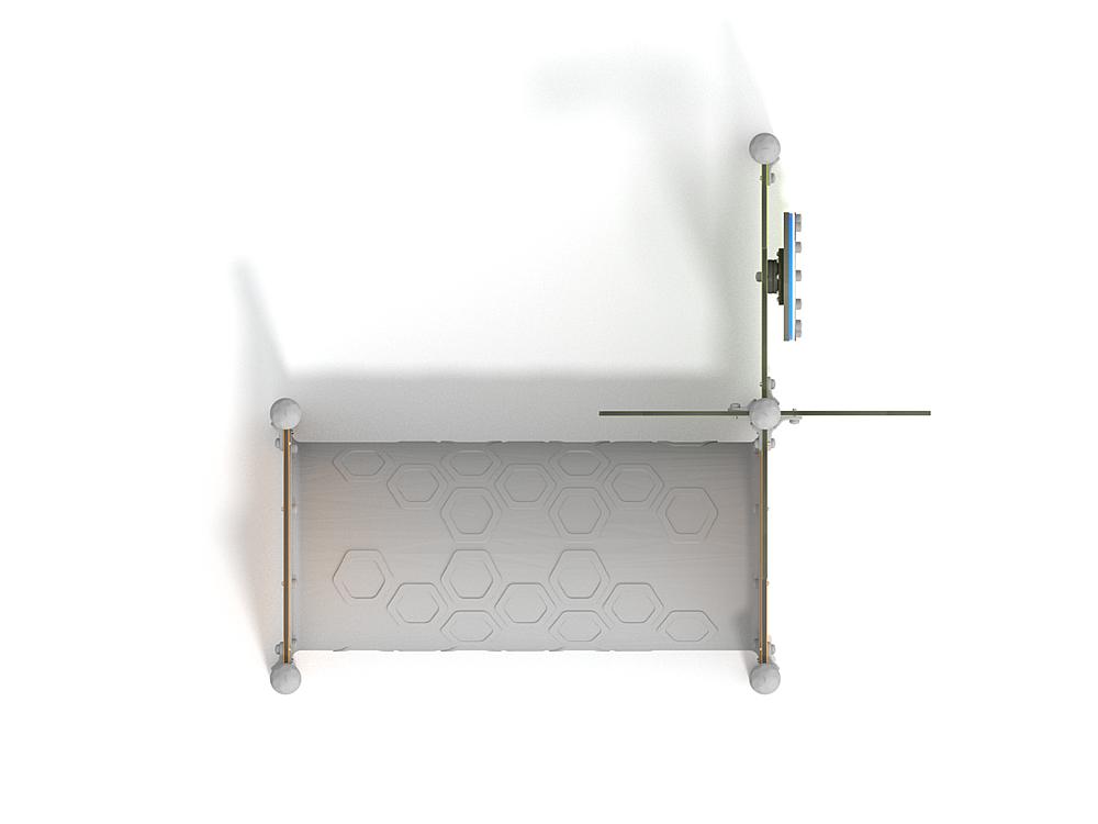 Schwinger für Kleinkinder mit Metallgestell und grünen Verbindungen auf weißem Hintergrund.