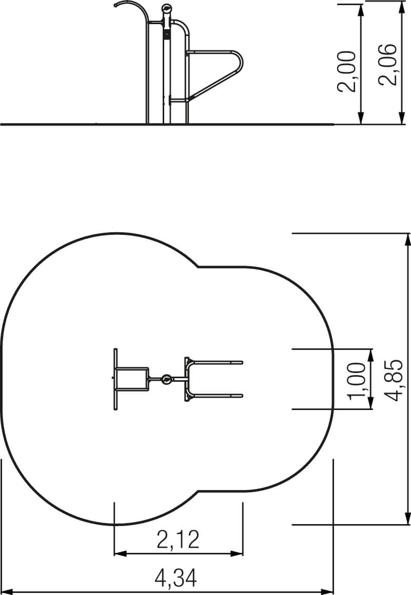 Technische Zeichnung einer Waschbeckenarmatur mit Maßen in cm.