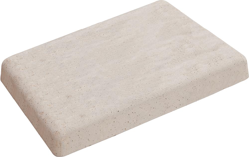Weißer Steinblock mit runden Kanten und sandfarbenem Muster – ideal für Garten oder Dekoration.

(Translation: White stone block with rounded edges and sandy pattern – ideal for garden or decoration.)