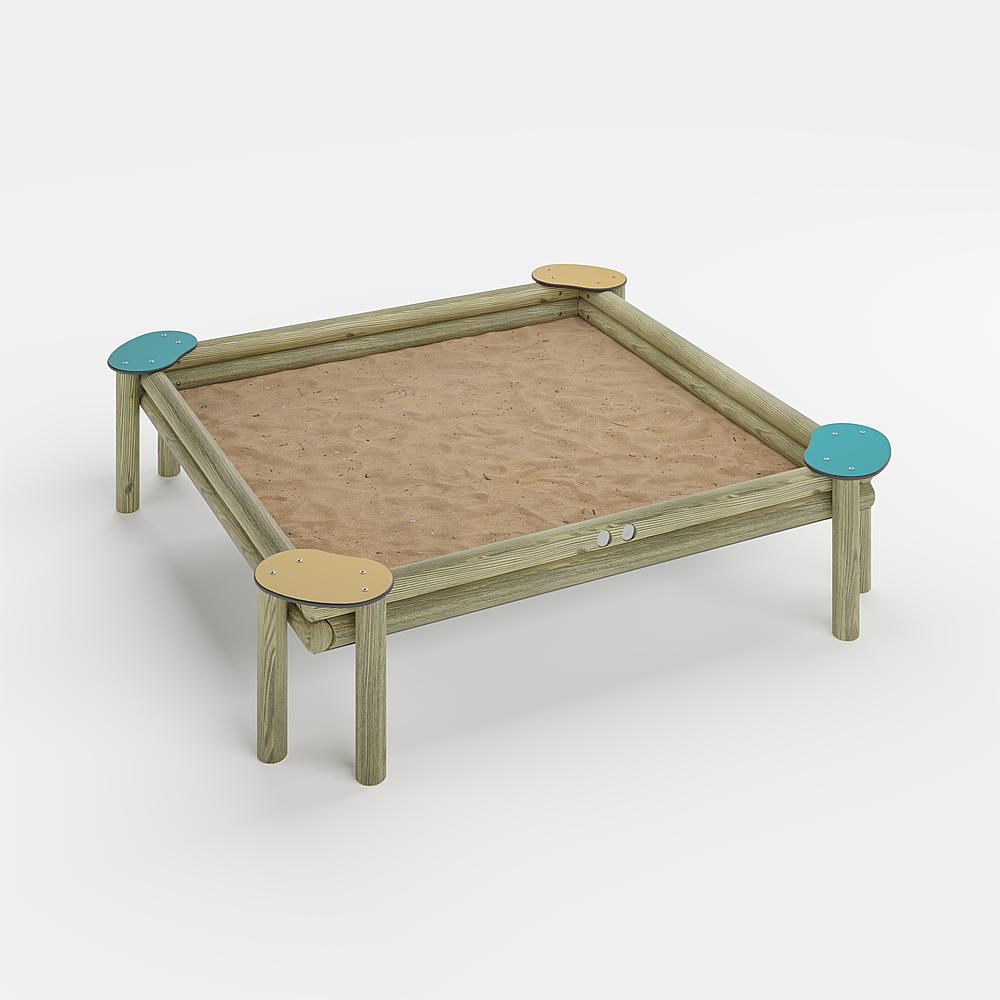 Bunte Kinderspielburg mit Dach und Rutsche auf weißem Hintergrund.