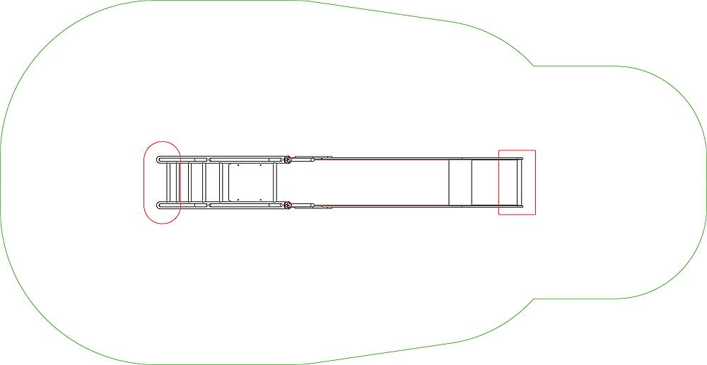 Ladder inside rounded room outline – top-down schematic view with red highlights.