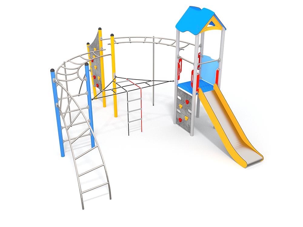 Schwinger für Kleinkinder mit Metallgestell und grünen Verbindungen auf weißem Hintergrund.