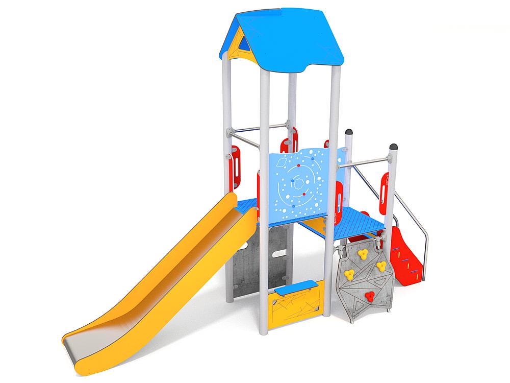 Schwinger für Kleinkinder mit Metallgestell und grünen Verbindungen auf weißem Hintergrund.
