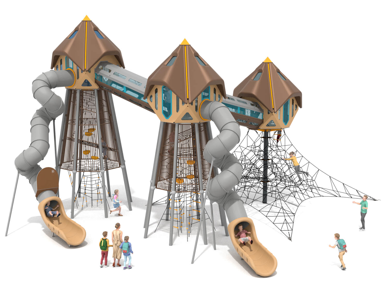 Schwinger für Kleinkinder mit Metallgestell und grünen Verbindungen auf weißem Hintergrund.