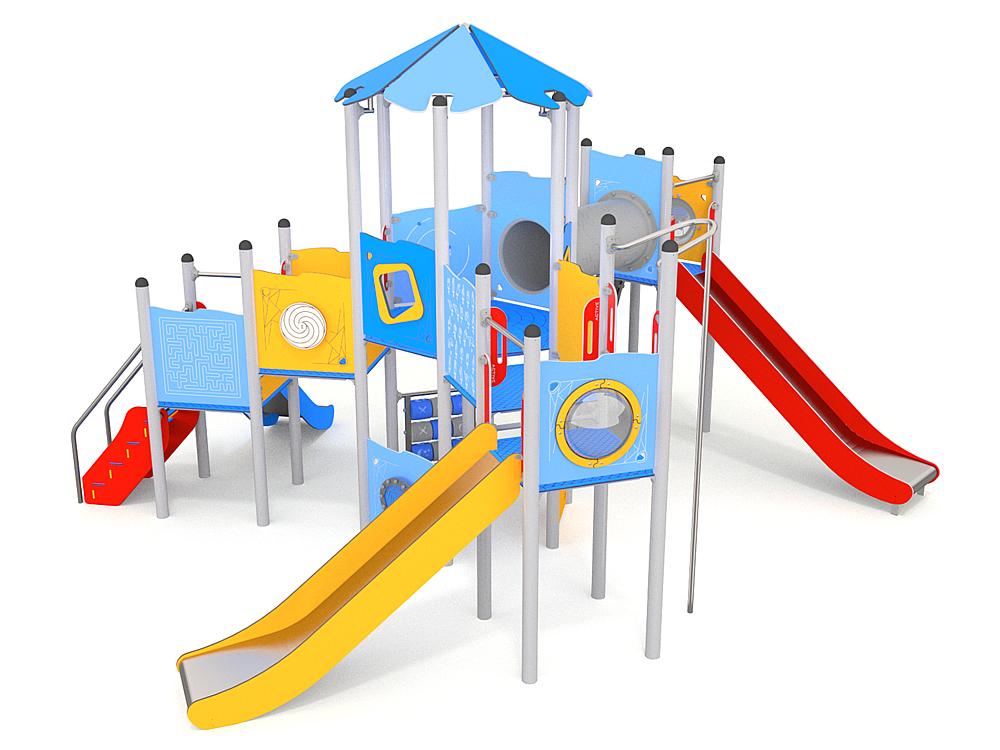 Schwinger für Kleinkinder mit Metallgestell und grünen Verbindungen auf weißem Hintergrund.