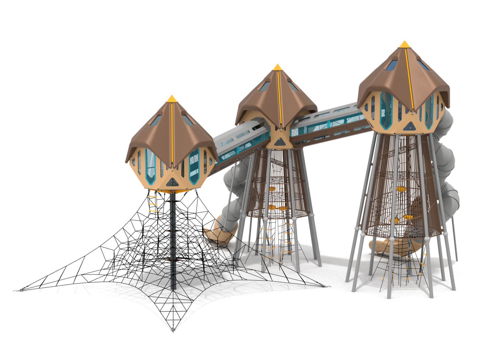 Schwinger für Kleinkinder mit Metallgestell und grünen Verbindungen auf weißem Hintergrund.