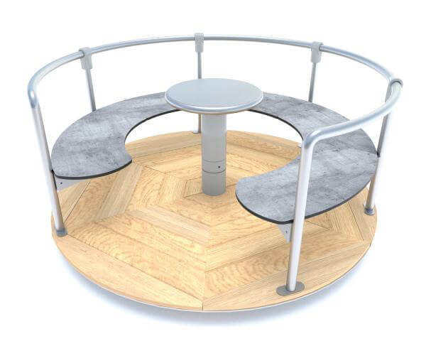 Moderne Bank mit Holz- und Metallgestell für Büro oder öffentliche Räume.
