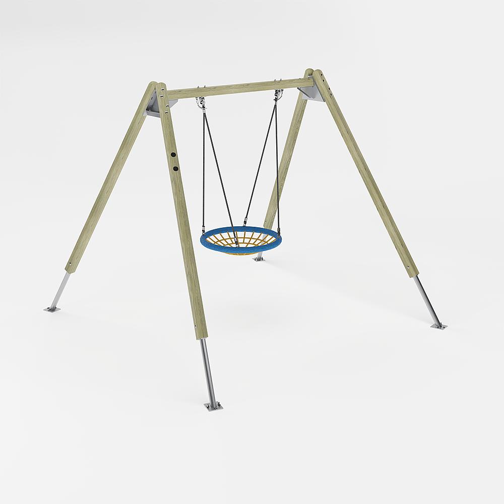 Bunte Kinderspielburg mit Rutsche und Leiter auf weißem Hintergrund.