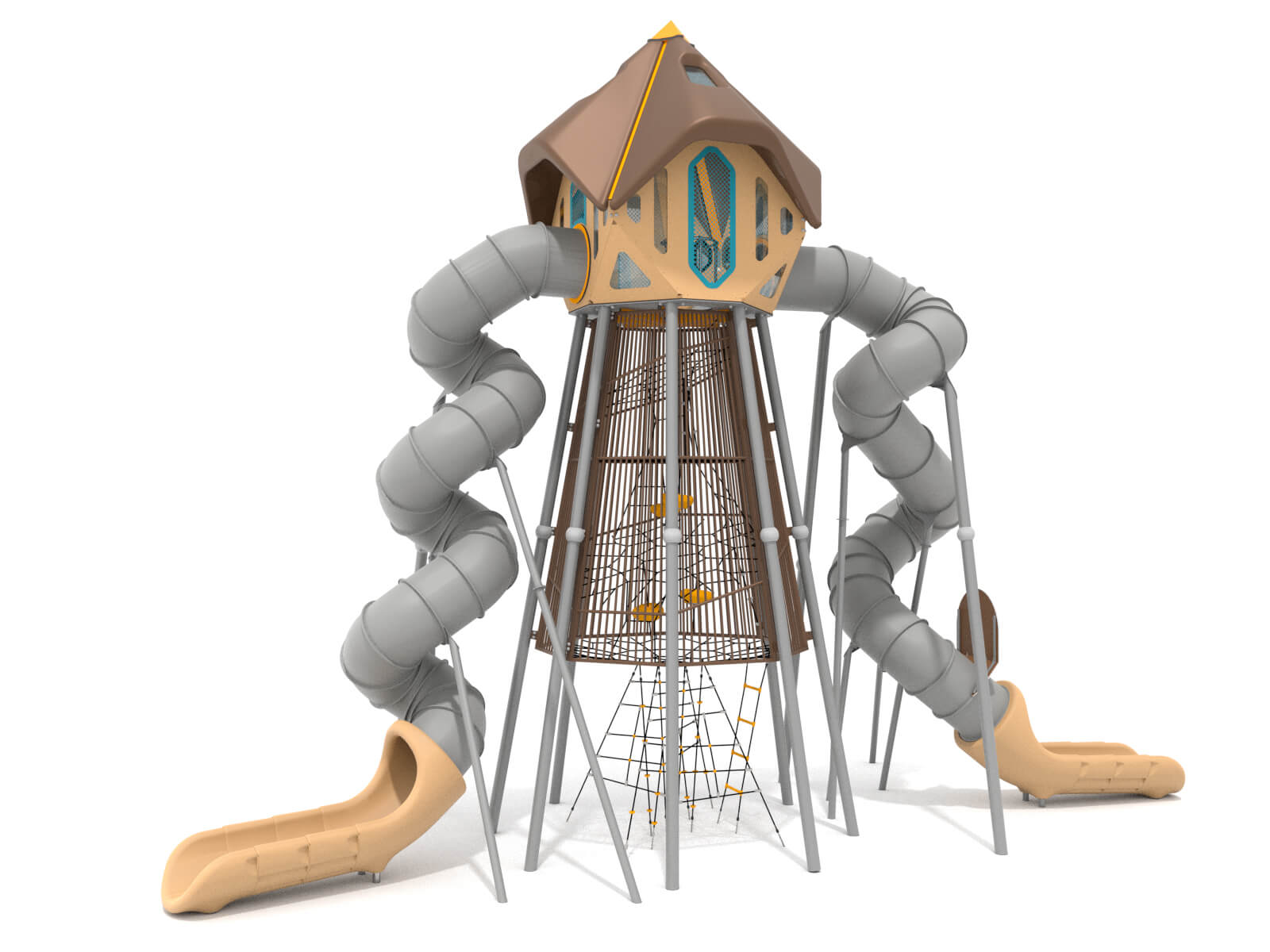 Schwinger für Kleinkinder mit Metallgestell und grünen Verbindungen auf weißem Hintergrund.