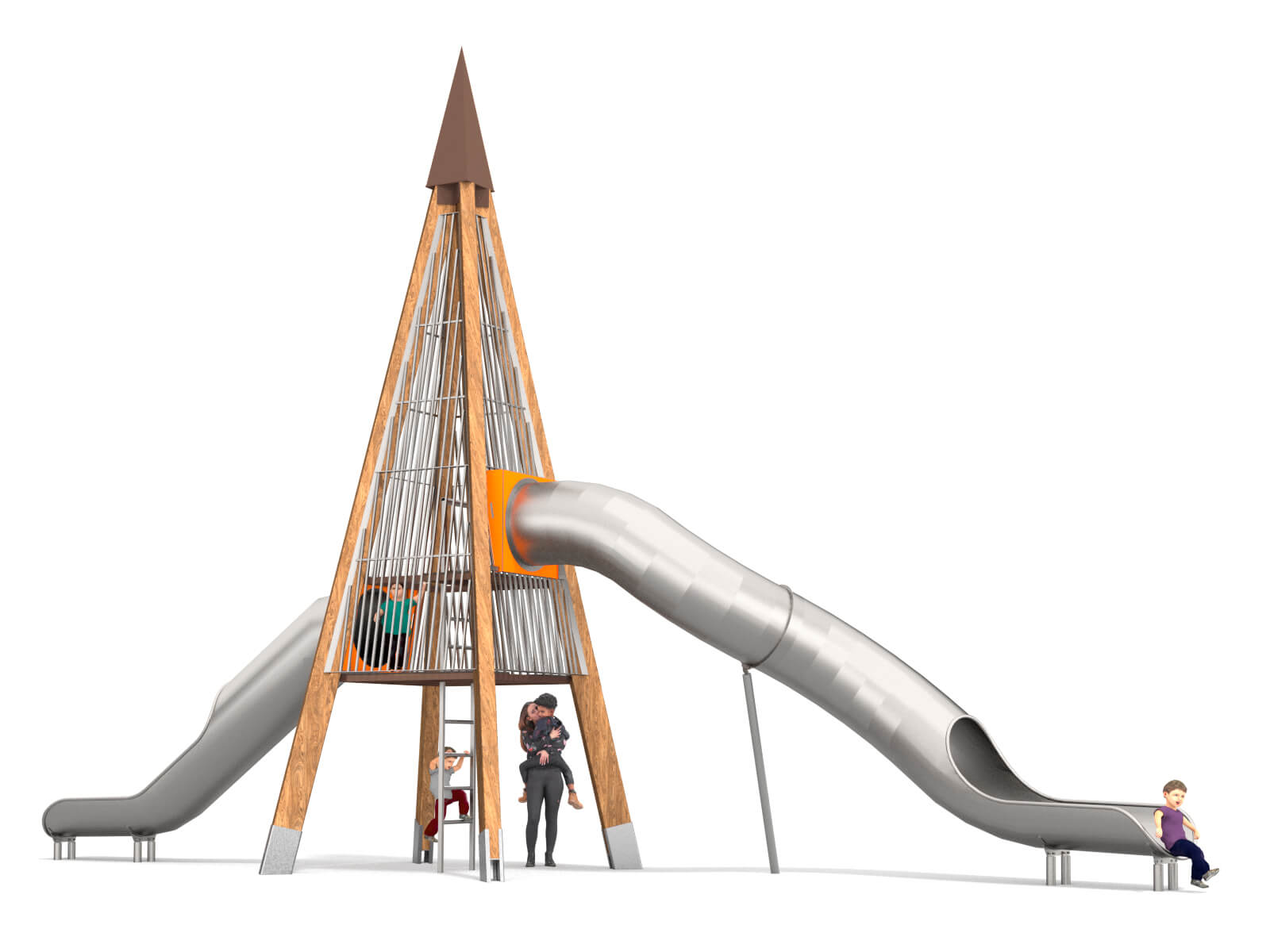 Schwinger für Kleinkinder mit Metallgestell und grünen Verbindungen auf weißem Hintergrund.