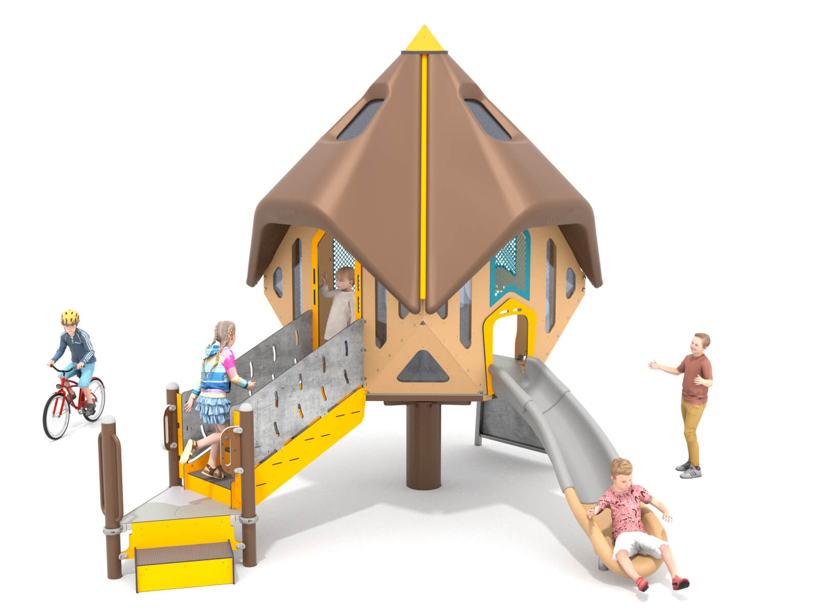 Schwinger für Kleinkinder mit Metallgestell und grünen Verbindungen auf weißem Hintergrund.
