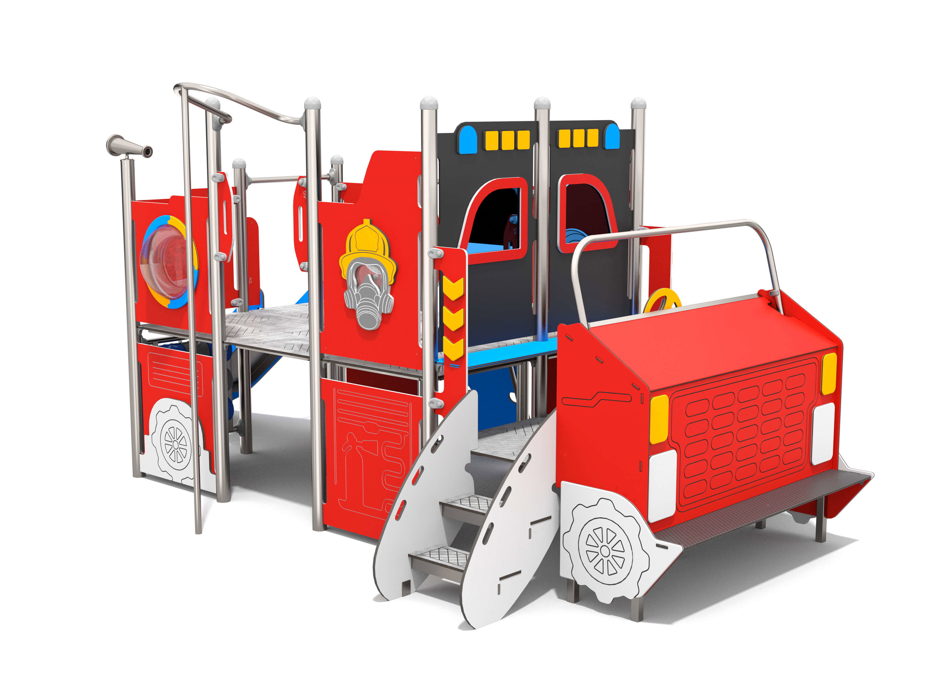 Schwinger für Kleinkinder mit Metallgestell und grünen Verbindungen auf weißem Hintergrund.