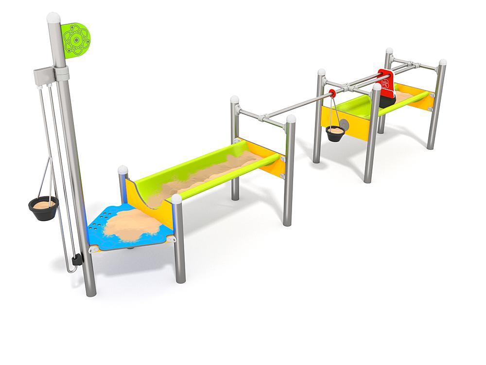 Schwinger für Kleinkinder mit Metallgestell und grünen Verbindungen auf weißem Hintergrund.
