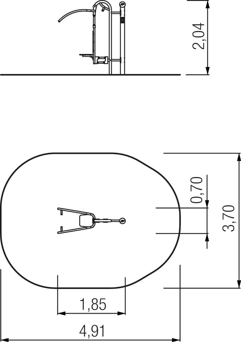 Technische Zeichnung eines Toilettenbeckens mit Maßen und Armaturansicht.