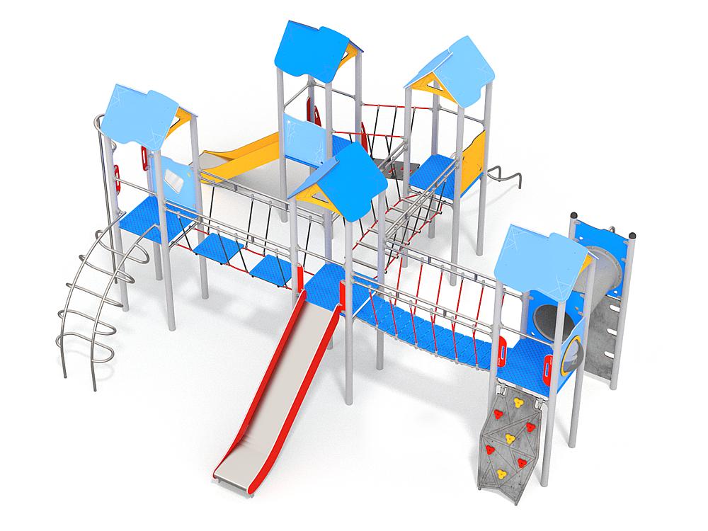 Schwinger für Kleinkinder mit Metallgestell und grünen Verbindungen auf weißem Hintergrund.