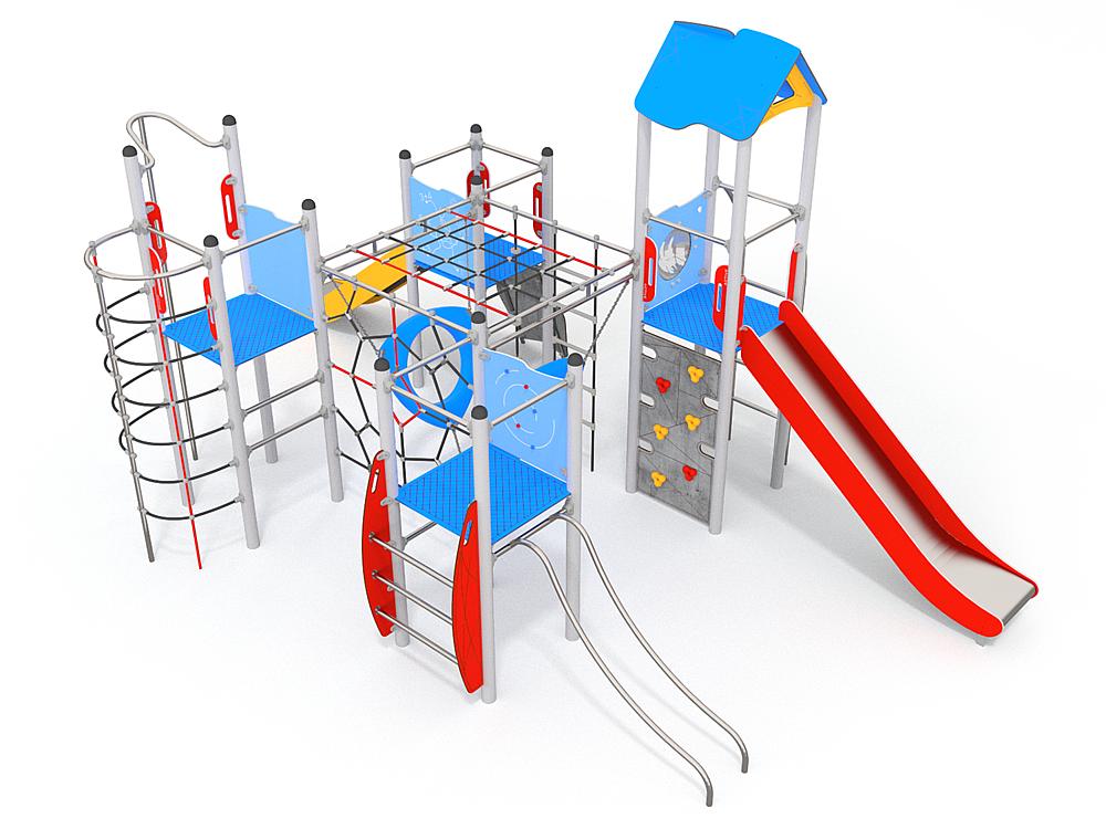 Schwinger für Kleinkinder mit Metallgestell und grünen Verbindungen auf weißem Hintergrund.