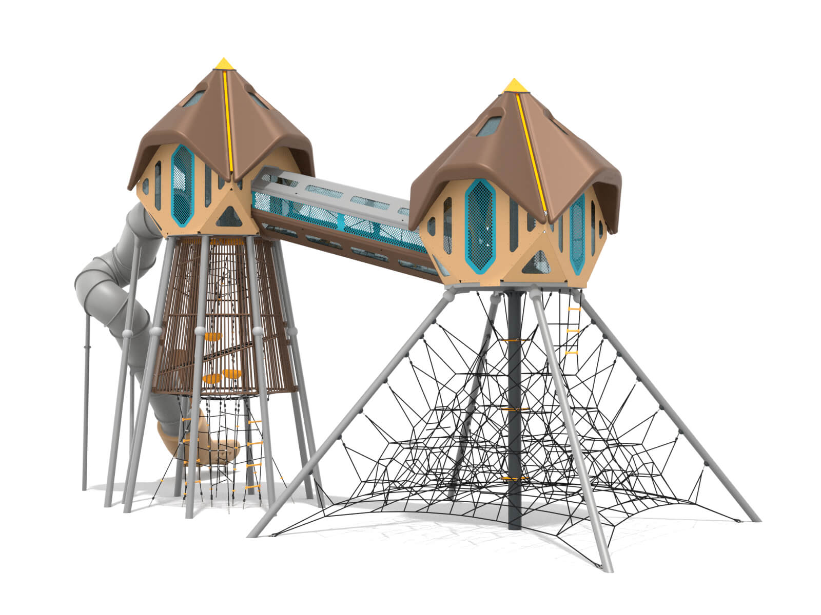 Schwinger für Kleinkinder mit Metallgestell und grünen Verbindungen auf weißem Hintergrund.