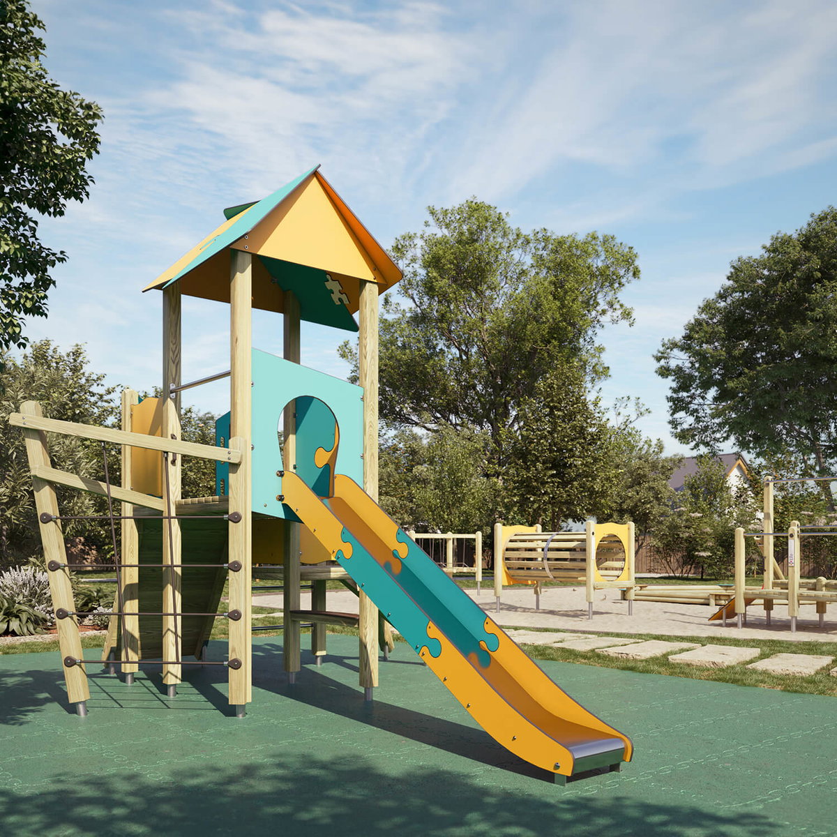 Fallschutz auf einem Spielplatz