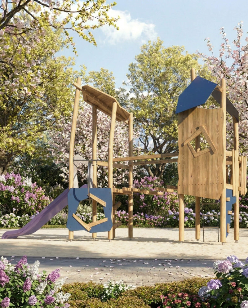 Farbenfroher Spielplatz im Außenbereich