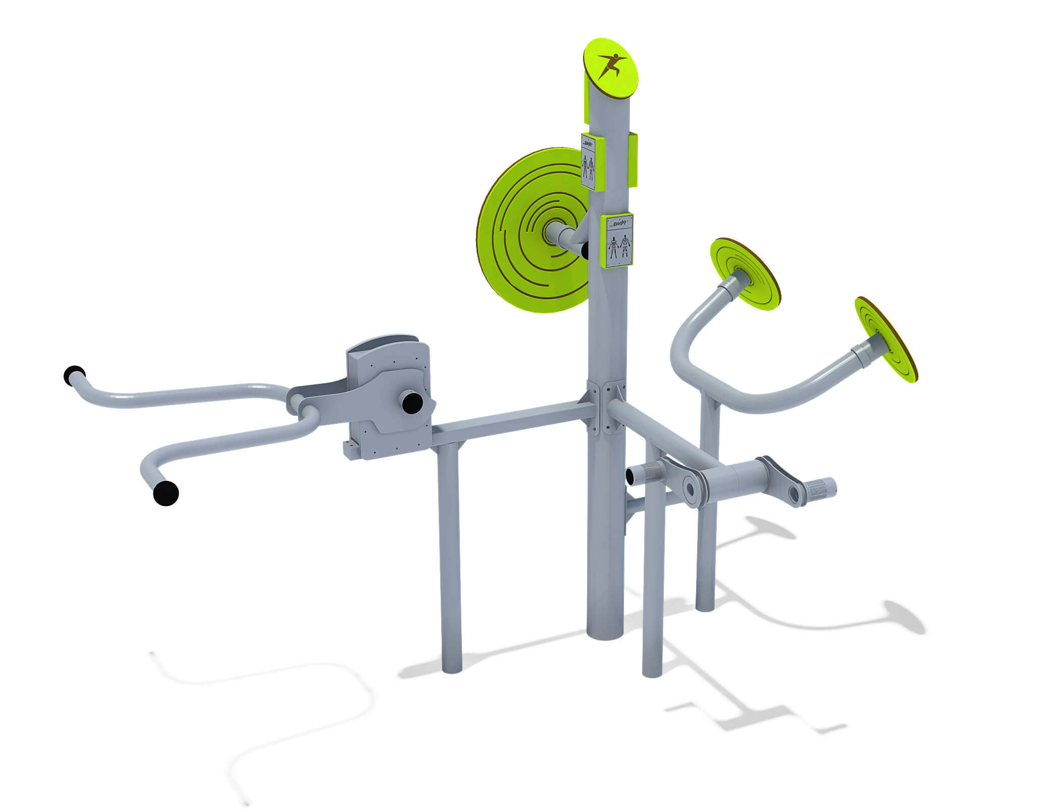 Gymnastikgerät für Outdoor-Training mit Griffen und rutschfestem Bodenbelag.