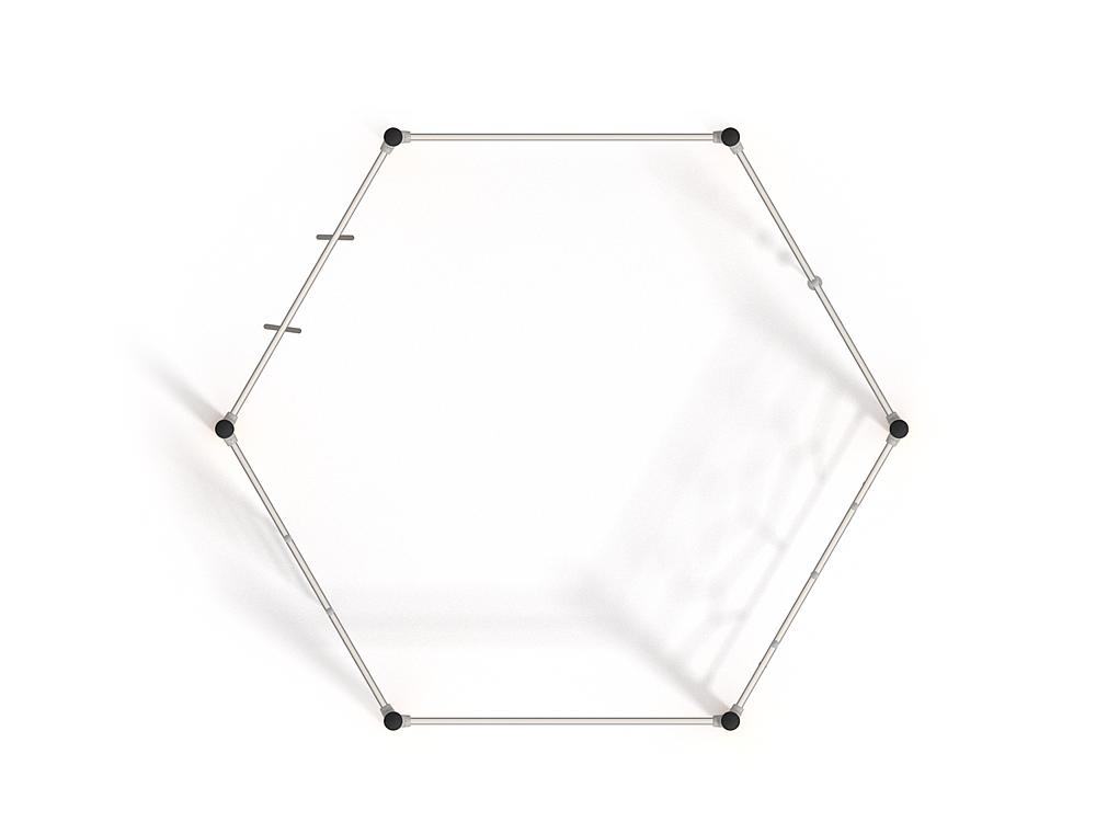 Schwinger für Kleinkinder mit Metallgestell und grünen Verbindungen auf weißem Hintergrund.